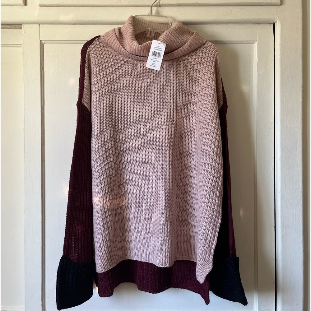Pink and Burgundy turtleneck sweater
